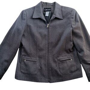 Sag Harbor Charcoal Gray Wool Blend Zip-Up Jacket sz 10 Womens
